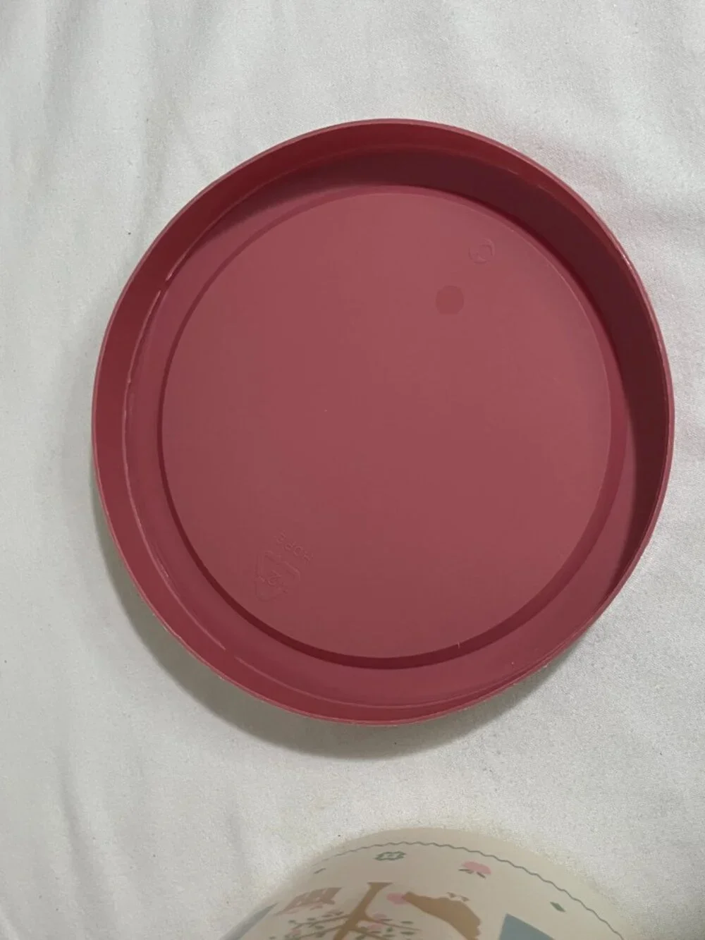 Vintage Plastic Canister Storage Container Pink Lid Farm Country Cottage Kitchen